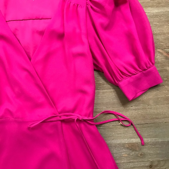 LPA Double Layer Wrap Dress in Fuchsia - Picture 7 of 8